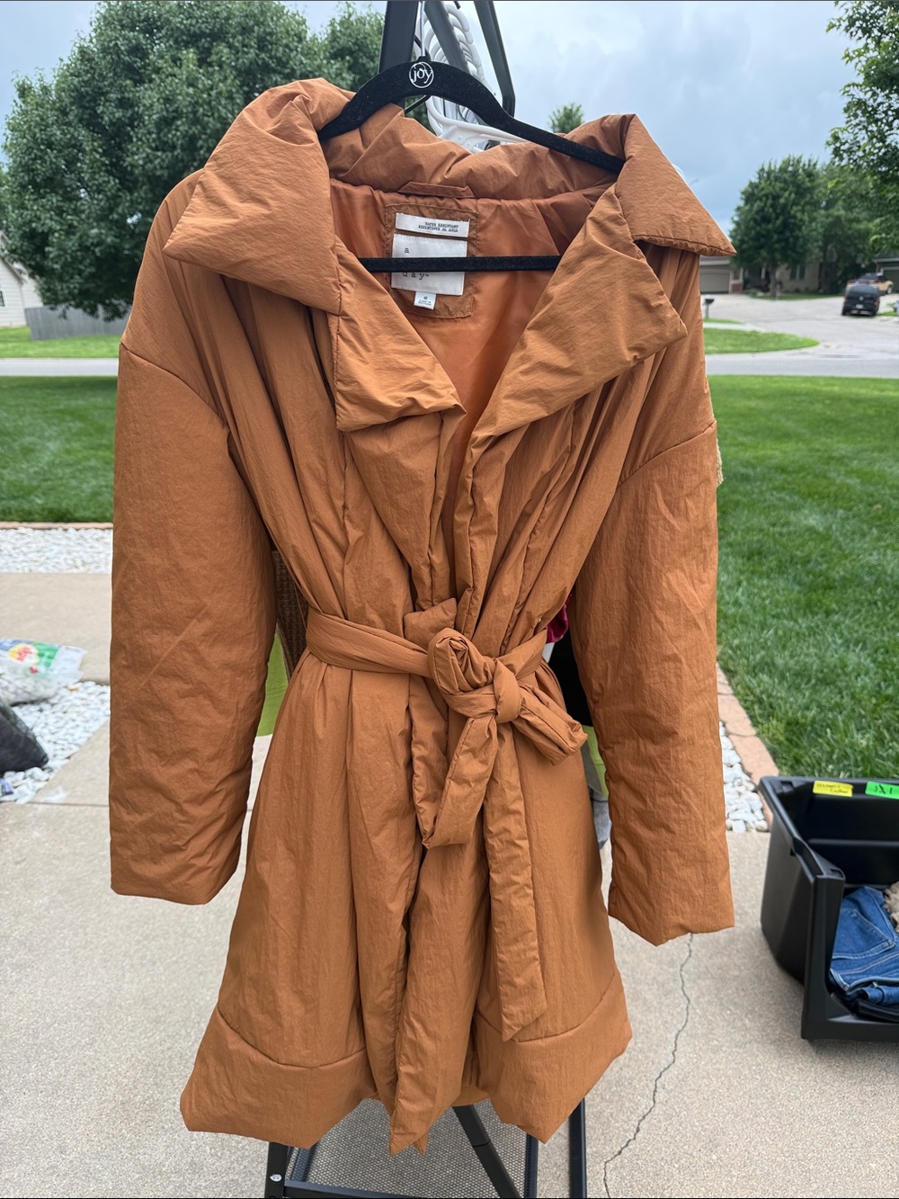 a new day Women's Belted Trench Coat in Rust Orange